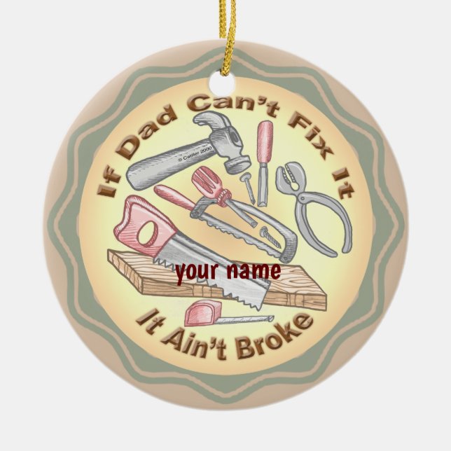 Fix It Dad custom  Ceramic Tree Decoration (Front)