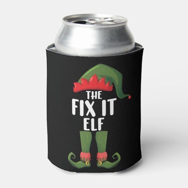 Fix It Elf Family Matching Group Christmas  Can Cooler (Can Front)