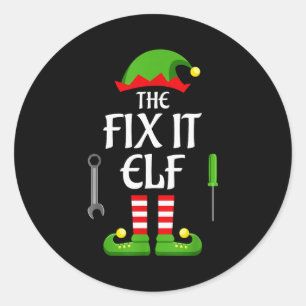 Fix It Elf Family Matching Group Christmas Classic Round Sticker