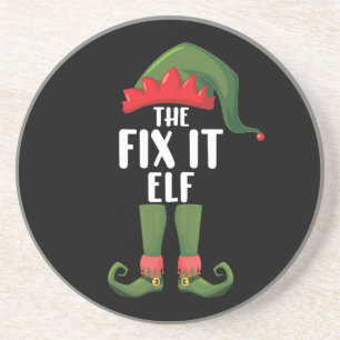 Fix It Elf Family Matching Group Christmas Coaster