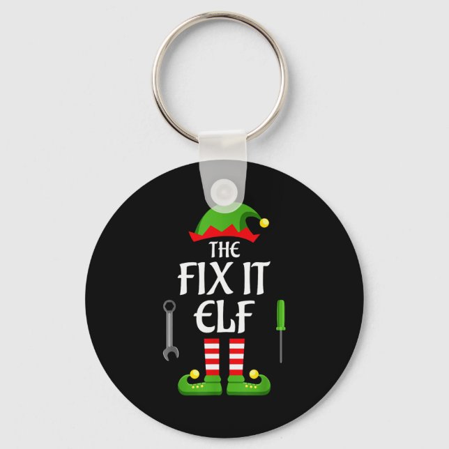 Fix It Elf Family Matching Group Christmas  Key Ring (Front)