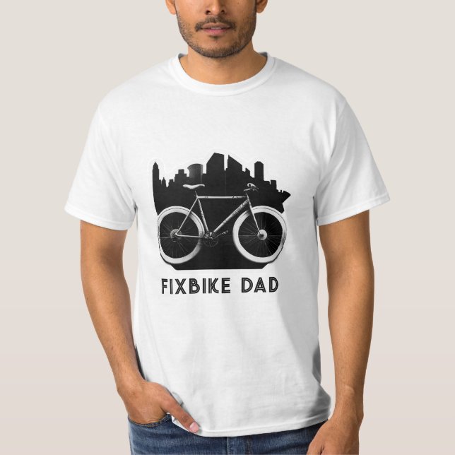 Fixbike Dad. Black bike for fathers. Bicycle rider T-Shirt (Front)