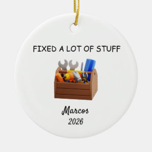 Fixed a Lot of Stuff, Toolbox Ornament, Contractor Ceramic Tree Decoration