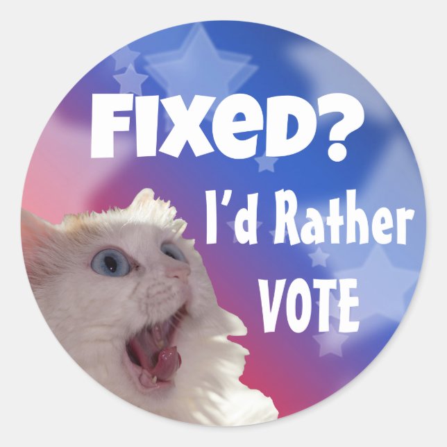 Fixed? I’d Rather Vote  Classic Round Sticker (Front)