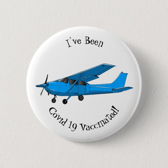 Fixed-wing aircraft cartoon illustration 6 cm round badge (Front)