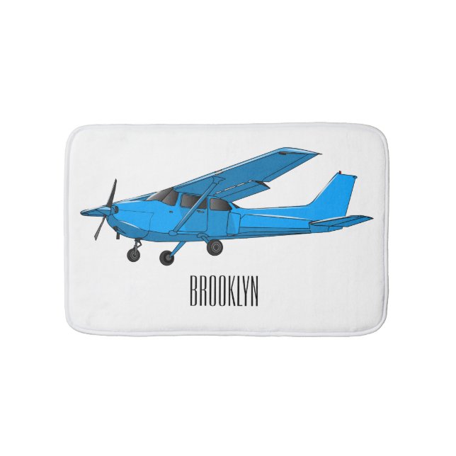 Fixed-wing aircraft cartoon illustration bath mat (Front)