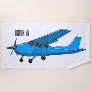 Fixed-wing aircraft cartoon illustration beach towel