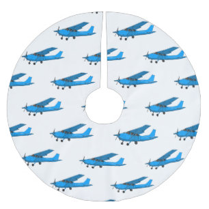 Fixed-wing aircraft cartoon illustration brushed polyester tree skirt