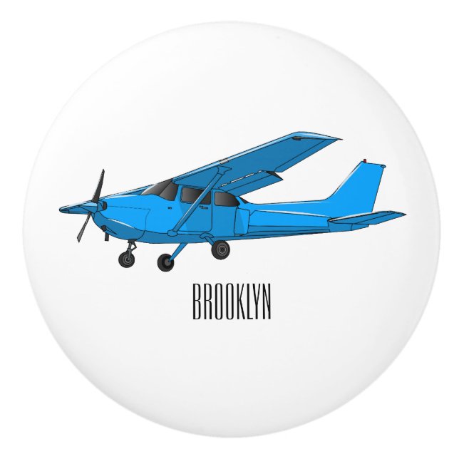 Fixed-wing aircraft cartoon illustration ceramic knob (Front)