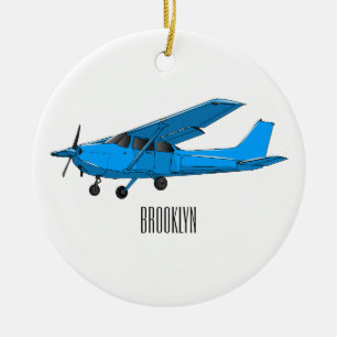 Fixed-wing aircraft cartoon illustration ceramic tree decoration