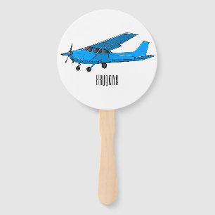 Fixed-wing aircraft cartoon illustration hand fan