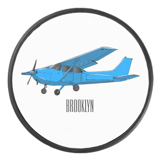 Fixed-wing aircraft cartoon illustration hockey puck (Front)
