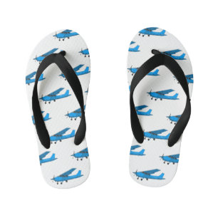 Fixed-wing aircraft cartoon illustration kid's flip flops