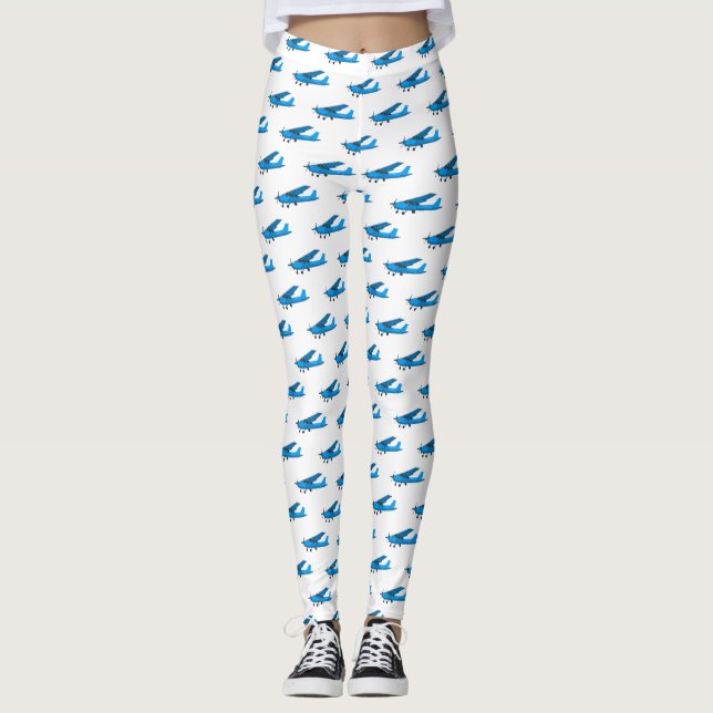 Fixed-wing aircraft cartoon illustration leggings (Front)