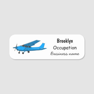 Fixed-wing aircraft cartoon illustration name tag
