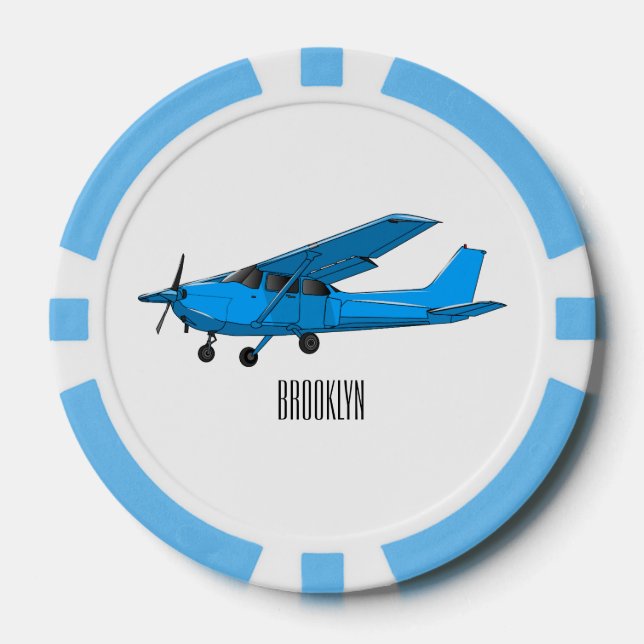 Fixed-wing aircraft cartoon illustration poker chips (Front)