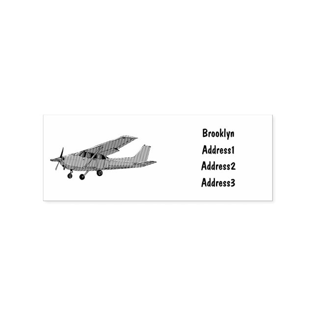 Fixed-wing aircraft cartoon illustration rubber stamp (Imprint)