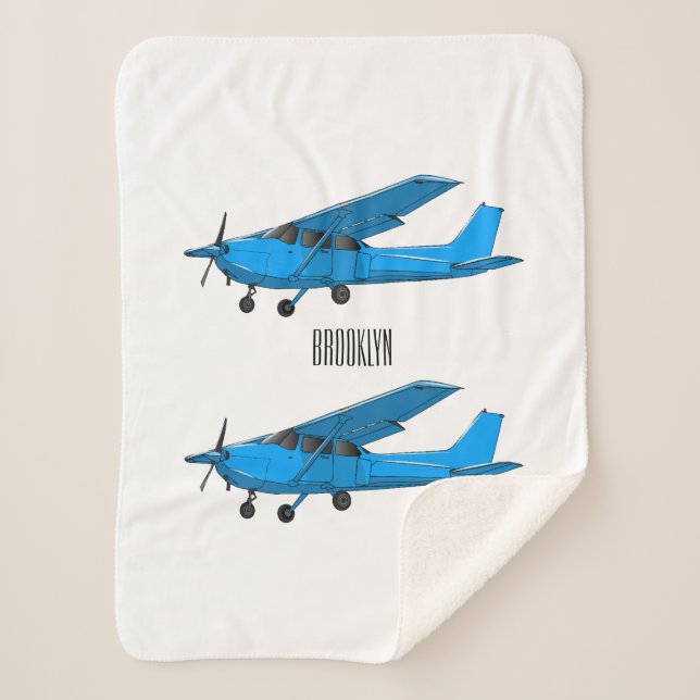 Fixed-wing aircraft cartoon illustration sherpa blanket (Front)