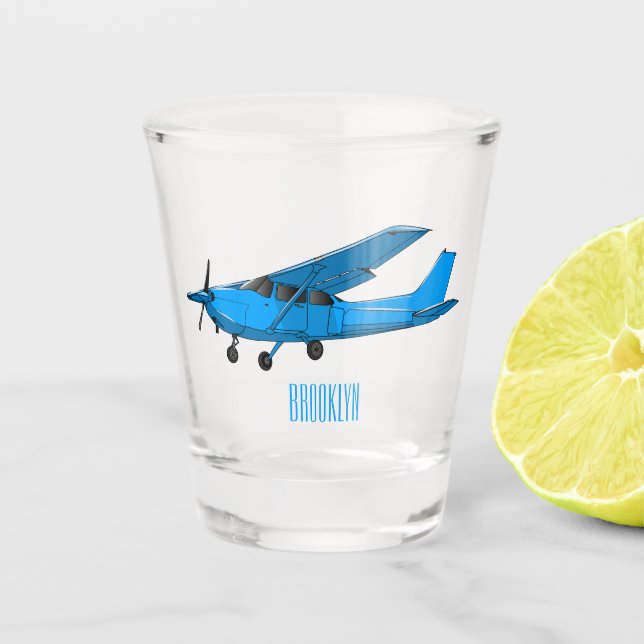Fixed-wing aircraft cartoon illustration shot glass (Front)