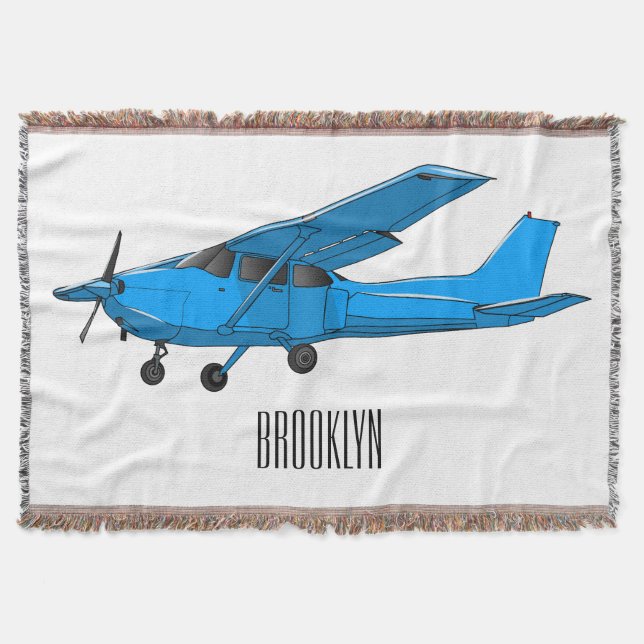 Fixed-wing aircraft cartoon illustration throw blanket (Front)