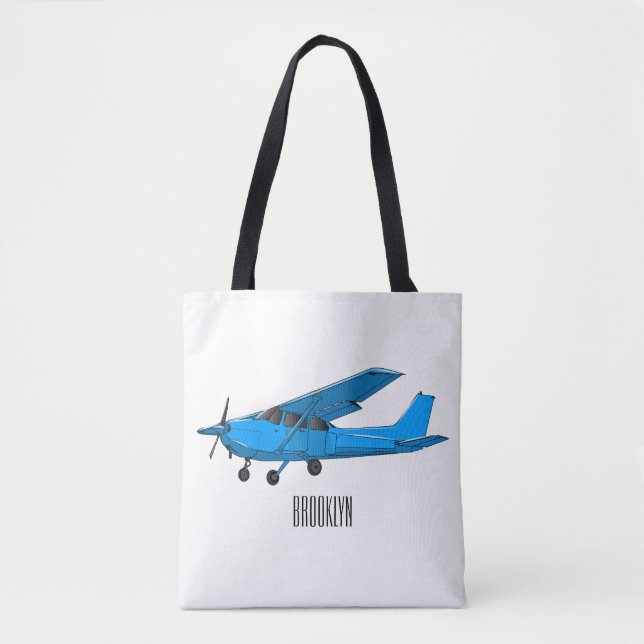 Fixed-wing aircraft cartoon illustration tote bag (Front)