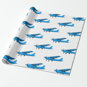 Fixed-wing aircraft cartoon illustration wrapping paper
