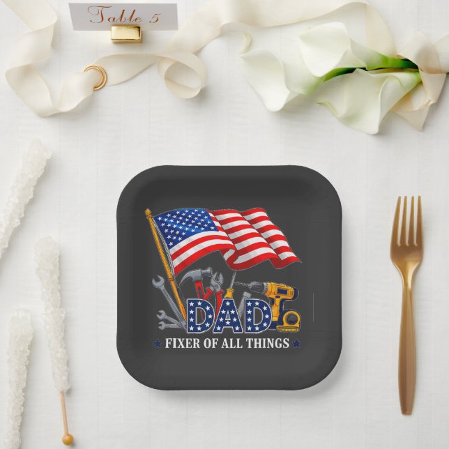 Fixer Of All Things Mechanic Dad Paper Plate (Wedding)