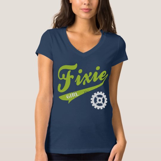 Fixie Girl, Bike design lime/white T-Shirt