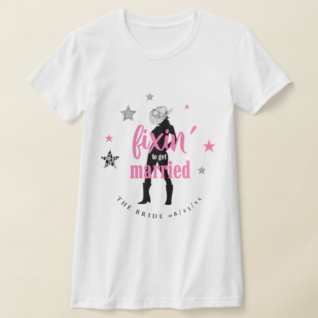 Fixin' The Bride Disco Bachelorette ID925 T-Shirt (Laydown)