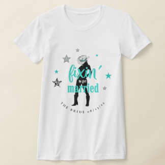 Fixin' The Bride Disco Bachelorette Teal ID925 T-Shirt