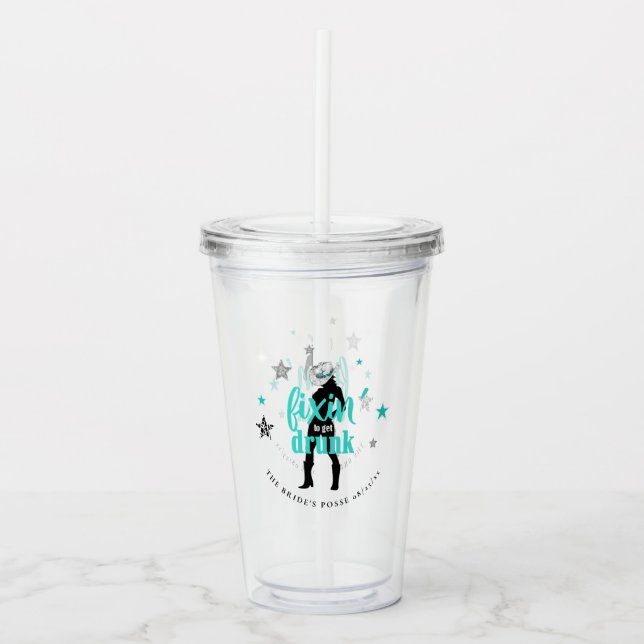 Fixin' The Posse Disco Bachelorette Teal ID925 Acrylic Tumbler (Front)