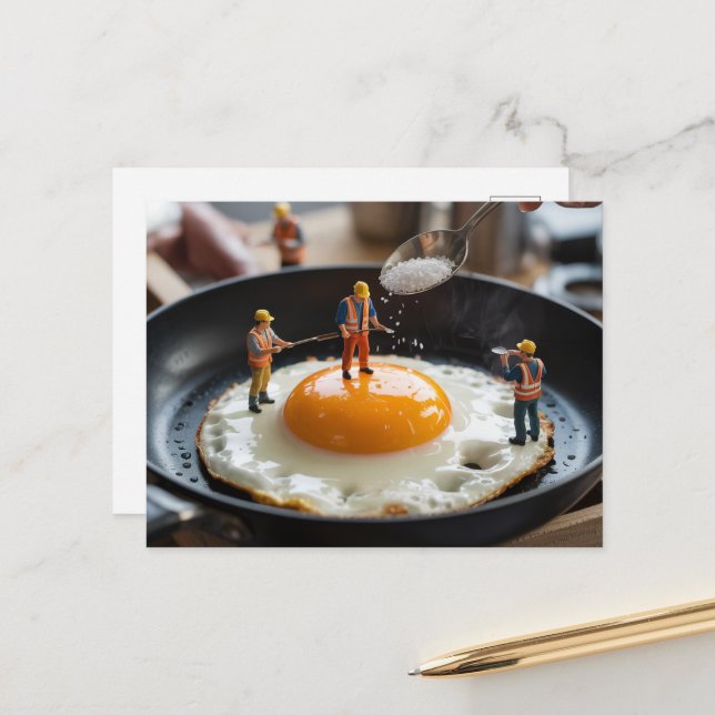 Fixing Eggs Funny Construction Workers Postcard (Front/Back In Situ)