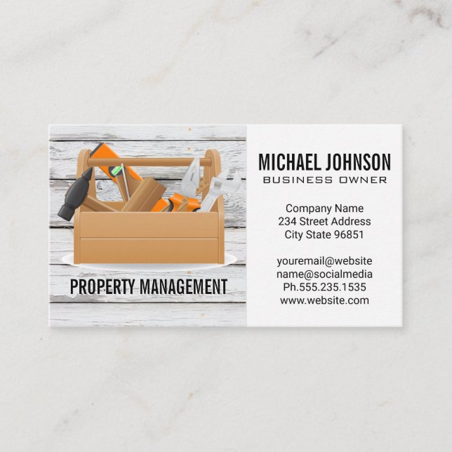 Fixing Tools in Wood Box Business Card (Front)