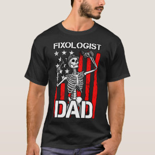 Fixologist Dad Skeleton USA Flag Woodworking Carpe T-Shirt