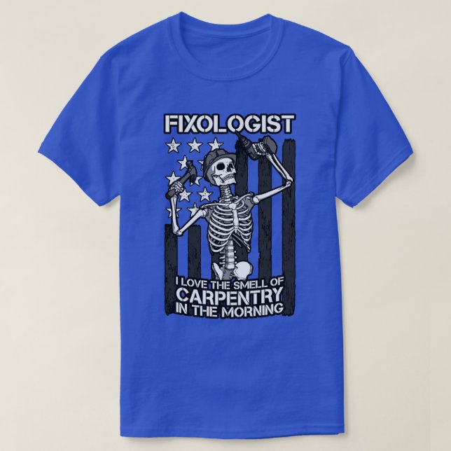 Fixologist Gothic Skeleton USA Flag Woodworking Ca T-Shirt (Design Front)