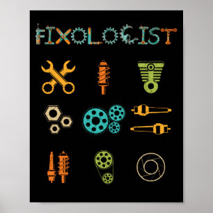 Fixologist Vintage Handyman Gift Mechanical Tool Poster
