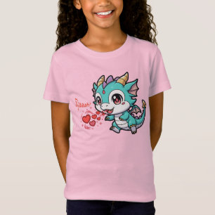 Fiyaaah Cute Baby Dragon Chibi Anime Kawaii Heart T-Shirt