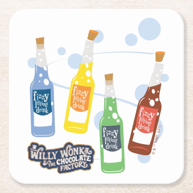 Fizzy Lifting Drink Graphic Square Paper Coaster (Front)