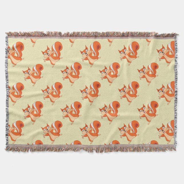 Fizzy the Playful Squirrel Throw Blanket (Front)