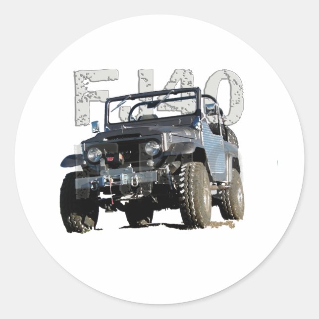 FJ40 Landcruiser Apparel Classic Round Sticker (Front)