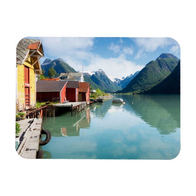 Fjaerlandsfjord fjord landscape in Norway Magnet (Horizontal)