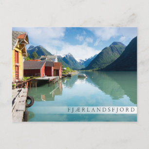 Fjaerlandsfjord fjord landscape in Norway Postcard