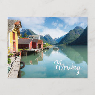 Fjaerlandsfjord fjord landscape in Norway Postcard