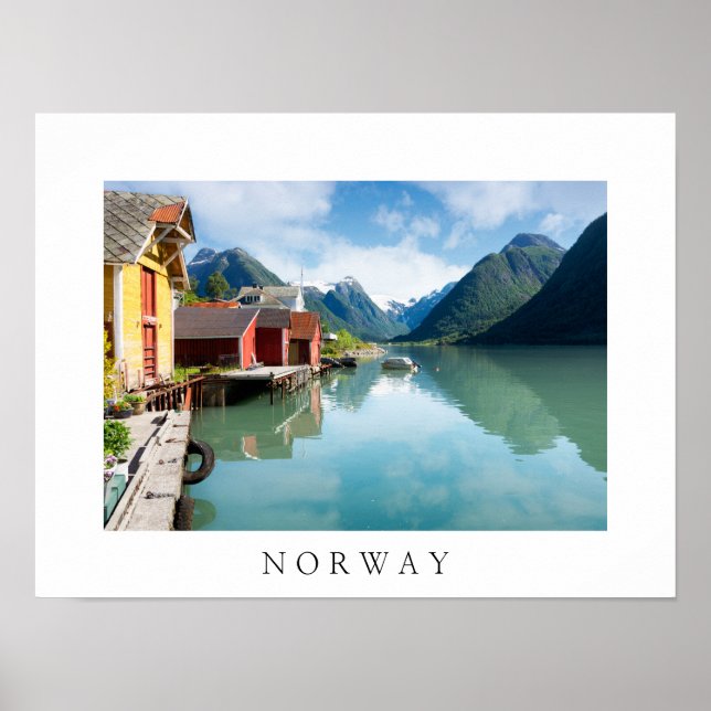Fjaerlandsfjord fjord landscape in Norway Poster (Front)