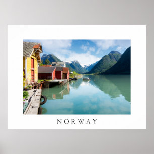 Fjaerlandsfjord fjord landscape in Norway Poster