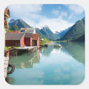 Fjaerlandsfjord fjord landscape in Norway Square Sticker