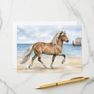 Fjara Icelandic Horse watercolor on the Beach Advice Card