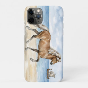 Fjara Icelandic Horse watercolor on the Beach iPhone 11 Pro Case