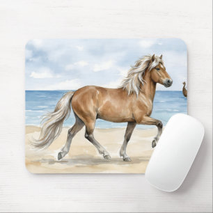 Fjara Icelandic Horse watercolor on the Beach Mouse Mat