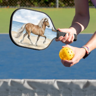 Fjara Icelandic Horse watercolor on the Beach Pickleball Paddle